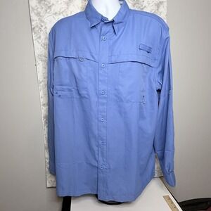 Red Hook Lure Mens Fishing/Lightweight Button Down Blue Long Sleeve Shirt XL